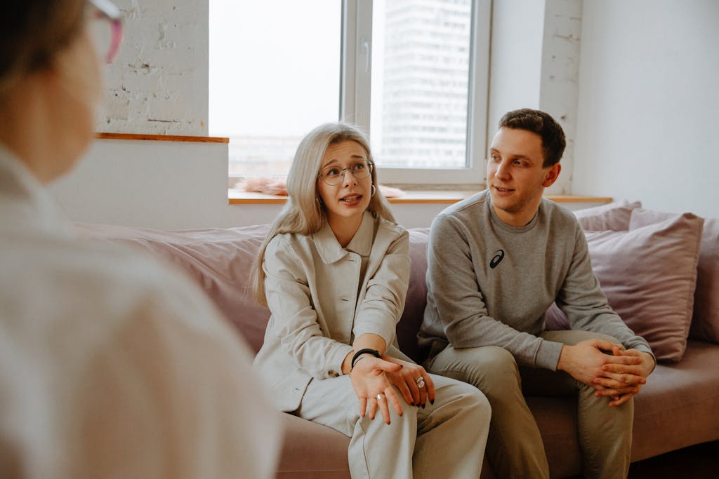 Christian couple setting marriage boundaries in conversation