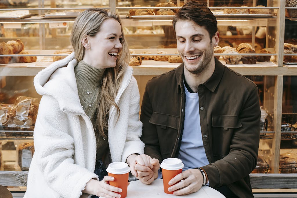 Christian couple on coffee date practicing healthy boundaries in dating